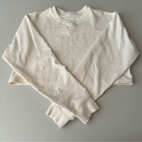 Like New Lululemon Oversized Cropped Crew French Terry Pullover In Cream - Picture 1 of 6